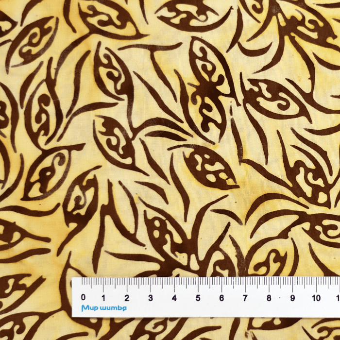 Ткань хлопок пэчворк коричневый, батик флора, Antology Fabrics (арт. 2181Q-X)