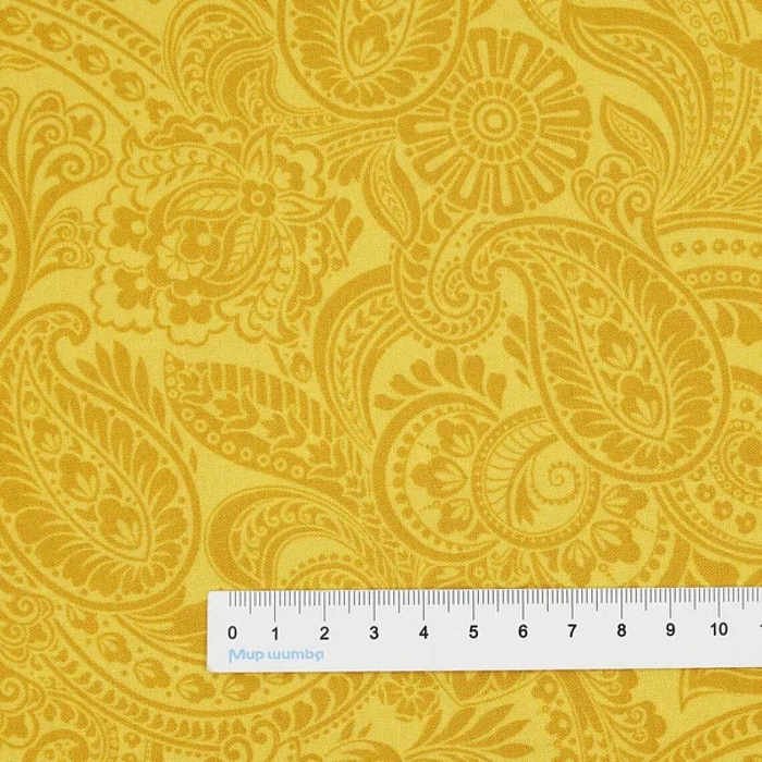 Ткань хлопок пэчворк желтый, пейсли, Benartex (арт. 0425633B)