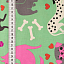 Ткань хлопок пэчворк зеленый розовый серый, собаки, ALFA (арт. AL-6490)