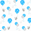 Ткань фланель пэчворк белый серый голубой, детская тематика животные, Studio E (арт. F4041-16)