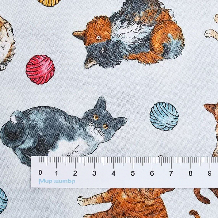 Ткань хлопок пэчворк разноцветные, коты и кошки, Henry Glass (арт. 660-93)