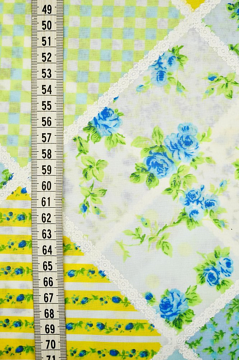 Ткань саржа плательные ткани разноцветные, ложный пэчворк цветы, ALFA C (арт. )