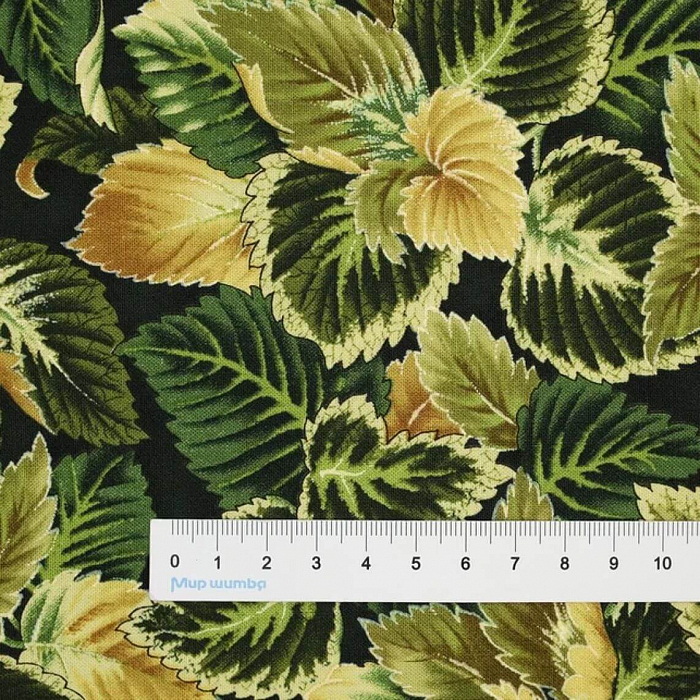 Ткань хлопок пэчворк зеленый, цветы флора, Benartex (арт. 425444B)