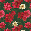 Ткань хлопок пэчворк зеленый, цветы новый год, Benartex (арт. 13186M41B)