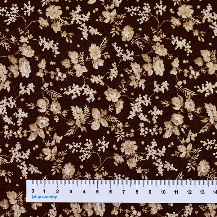 Ткань хлопок пэчворк коричневый, цветы флора, Wilmington Prints (арт. 1803-98683-221)