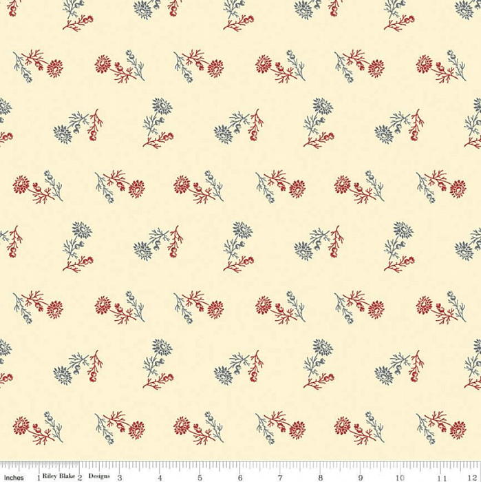 Ткань хлопок пэчворк бежевый, цветы, Riley Blake (арт. C10365-CREAM)