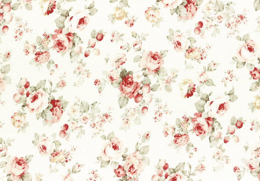 Ткань хлопок пэчворк красный розовый белый, цветы розы, Lecien (арт. 231726)