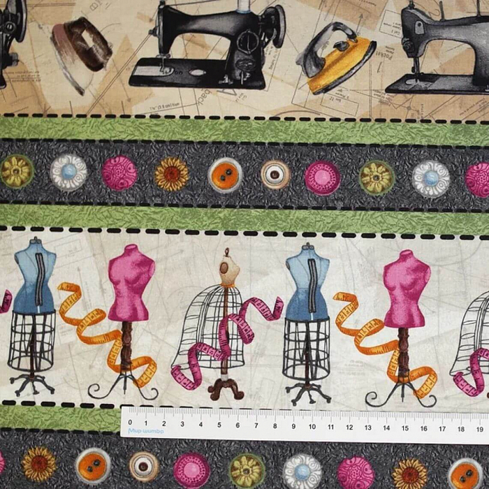 Ткань хлопок пэчворк разноцветные, бордюры рукоделие, Blank Quilting (арт. 2597-41)
