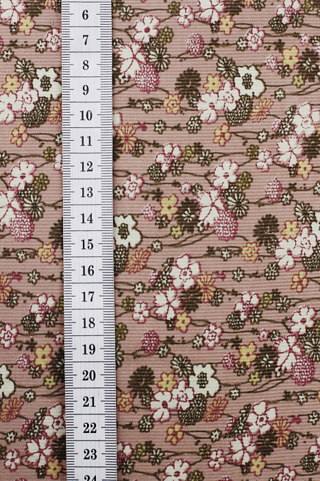 Ткань вельвет пэчворк розовый коричневый, цветы, ALFA C (арт. 246957)
