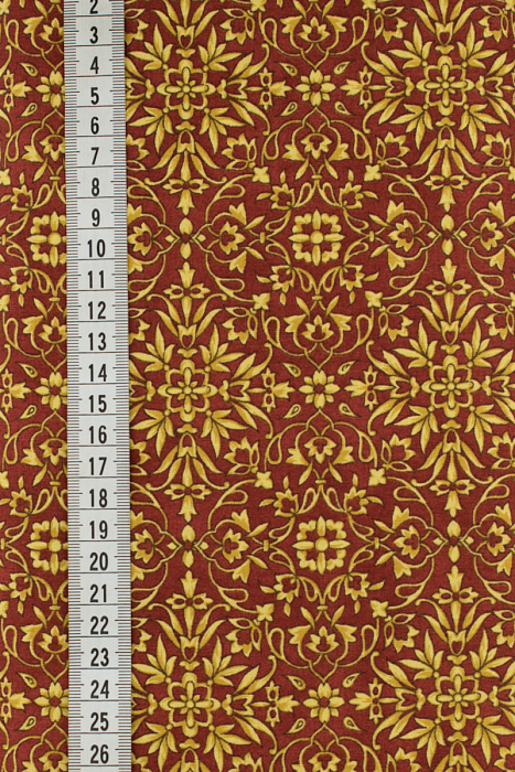 Ткань хлопок пэчворк коричневый золото, дамаск, ALFA (арт. 213021)