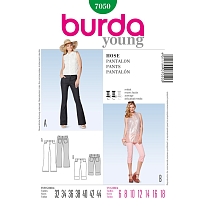 Выкройка женская Burda арт. 7050 брюки-клёш, брюки-капри
