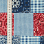 Ткань хлопок пэчворк красный синий, ложный пэчворк, ALFA (арт. AL-7024)