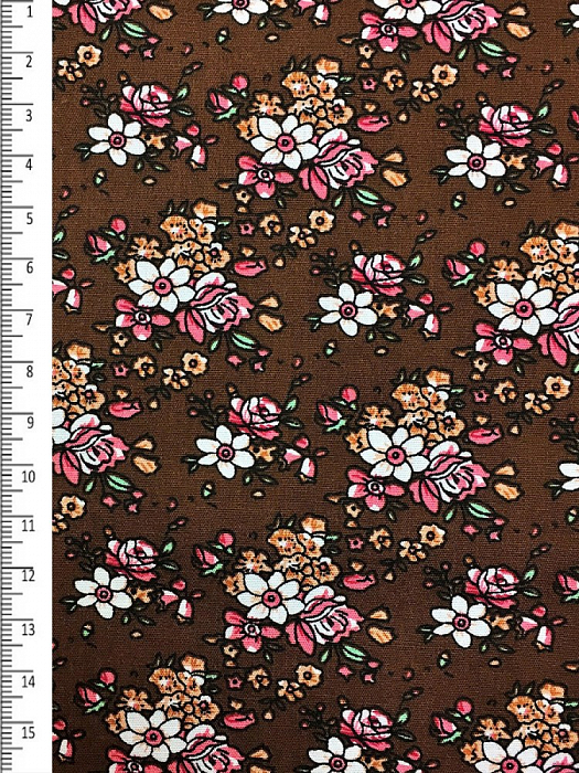 Ткань хлопок плательные ткани розовый коричневый, мелкий цветочек, ALFA C (арт. 128500)