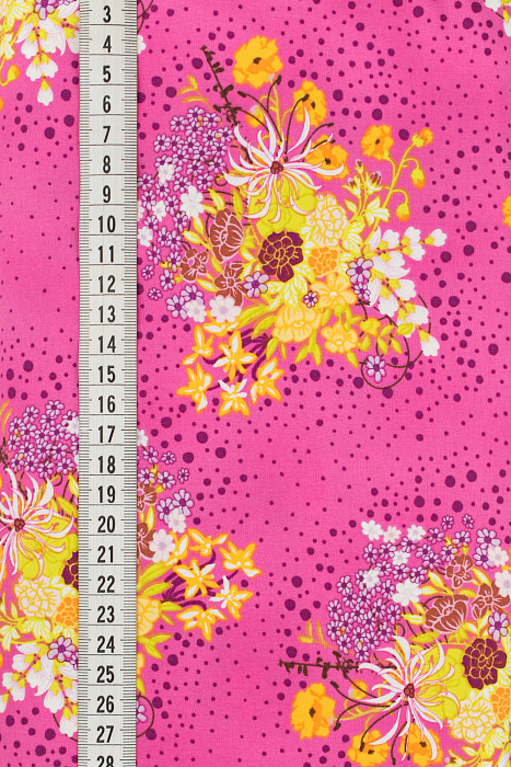 Ткань хлопок пэчворк розовый малиновый, цветы, ALFA (арт. AL-6410)