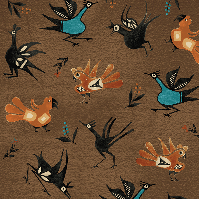 Ткань хлопок пэчворк разноцветные, птицы и бабочки, Windham Fabrics (арт. 41207-5)