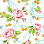Ткань хлопок пэчворк зеленый розовый белый, цветы розы, Blank Quilting (арт. 249748)
