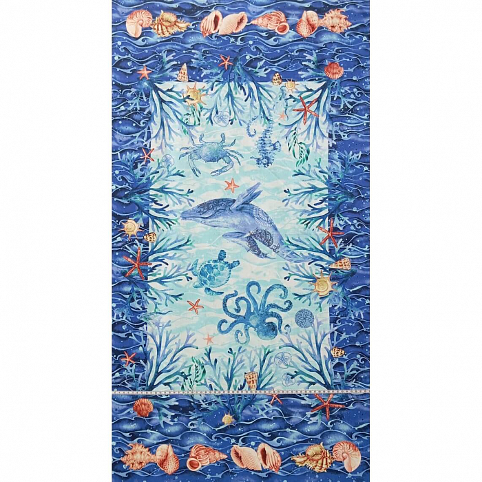 Ткань хлопок пэчворк синий, морская тематика, Studio E (арт. EY20080-A)