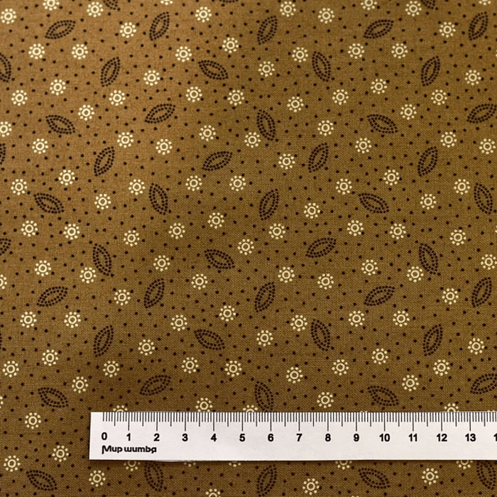 Ткань хлопок пэчворк коричневый, флора, Maywood Studio (арт. MAS9707-A)