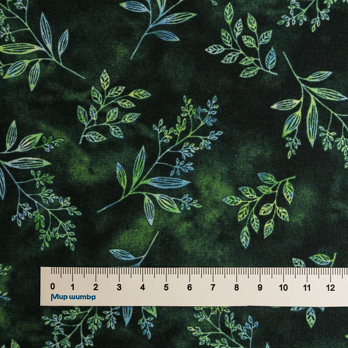Ткань хлопок пэчворк зеленый, флора, Henry Glass (арт. 3017-66)