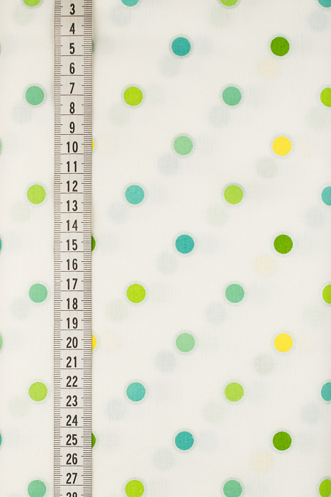 Ткань хлопок пэчворк белый разноцветные, геометрия горох и точки, ALFA (арт. AL-6252)