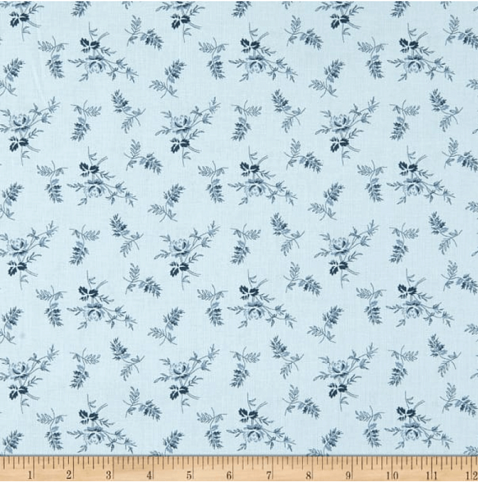Ткань хлопок пэчворк голубой, мелкий цветочек цветы, Riley Blake (арт. C9604-DUSK)
