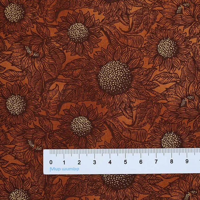 Ткань хлопок пэчворк оранжевый, цветы осень, Robert Kaufman (арт. SRKM-21577-170)