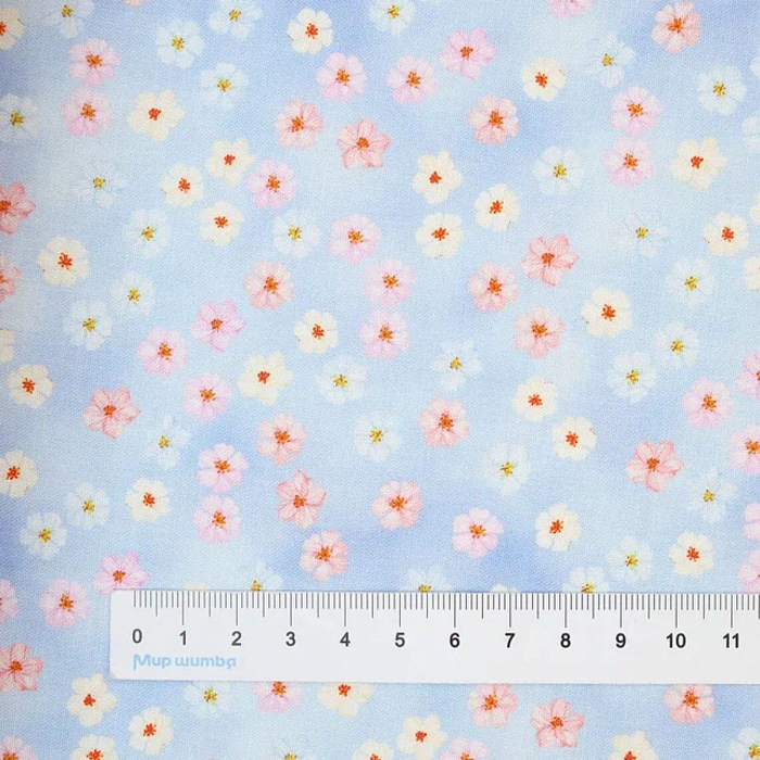 Ткань хлопок пэчворк голубой, цветы, P&B (арт. 5043 B)