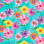 Ткань хлопок пэчворк разноцветные голубой, цветы, Blank Quilting (арт. 249678)