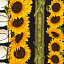 Ткань хлопок пэчворк желтый коричневый, полоски цветы бордюры, Timeless Treasures (арт. 249304)