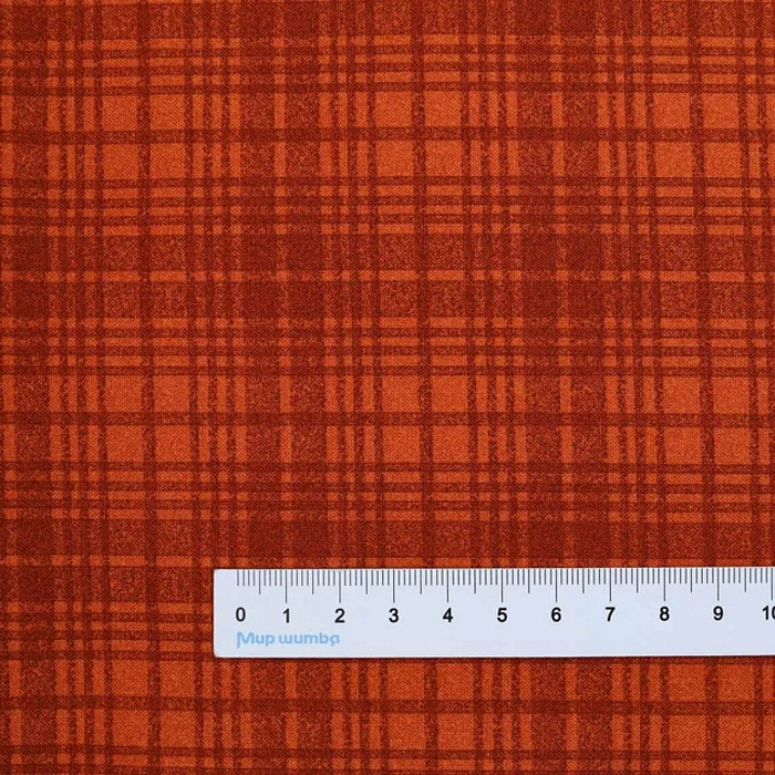 Ткань хлопок пэчворк оранжевый, клетка, Benartex (арт. 961539B)