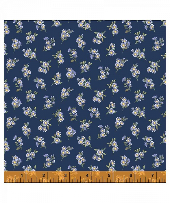Ткань хлопок пэчворк синий, цветы, Windham Fabrics (арт. 52863-5)