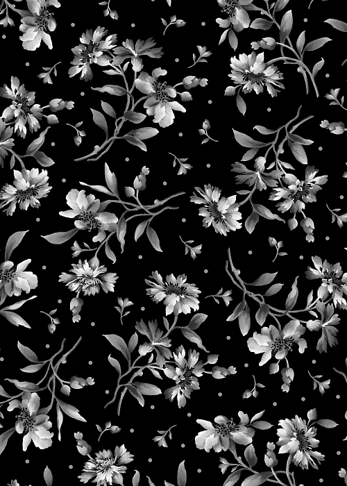Ткань хлопок пэчворк белый черный серый, цветы, Maywood Studio (арт. 177532)