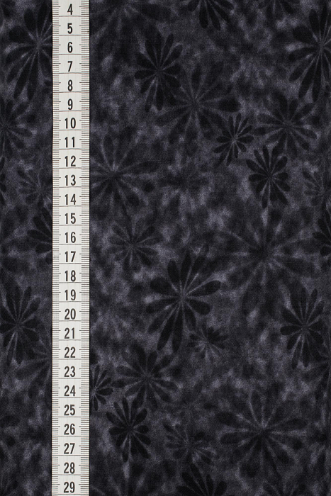 Ткань хлопок пэчворк черный серый, цветы муар, ALFA (арт. 232431)