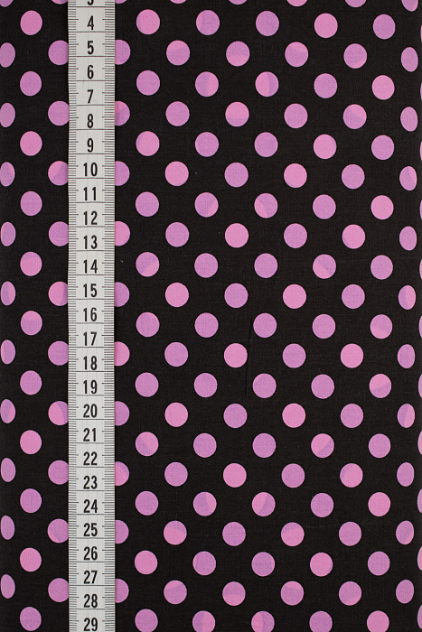Ткань хлопок пэчворк розовый черный, горох и точки, ALFA (арт. AL-6186)
