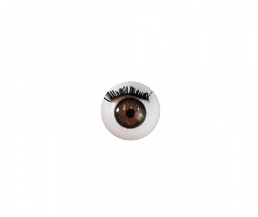 Глазки с ресничками круглые, 12 мм, коричневый, 2шт.