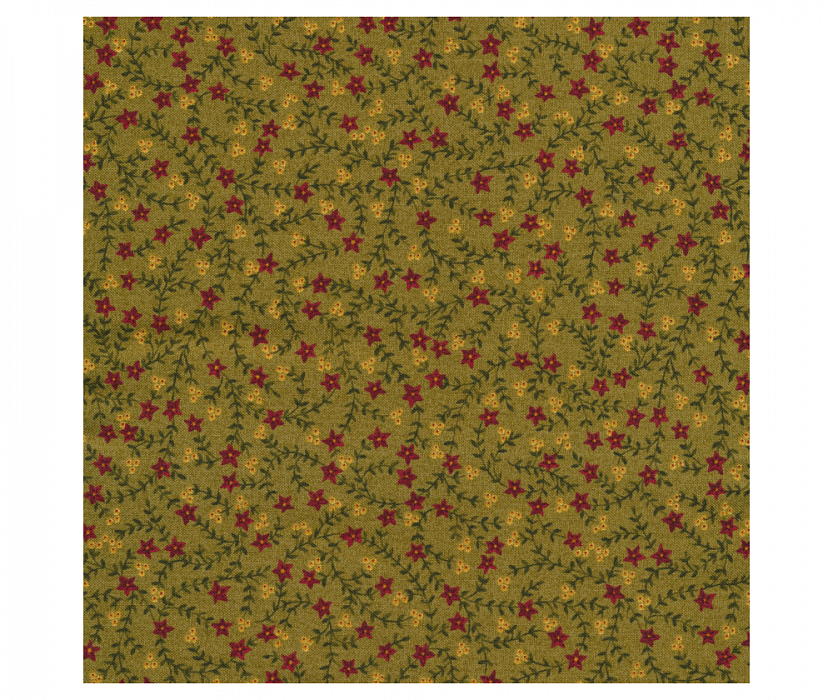 Ткань хлопок пэчворк зеленый красный, цветы, Henry Glass (арт. )