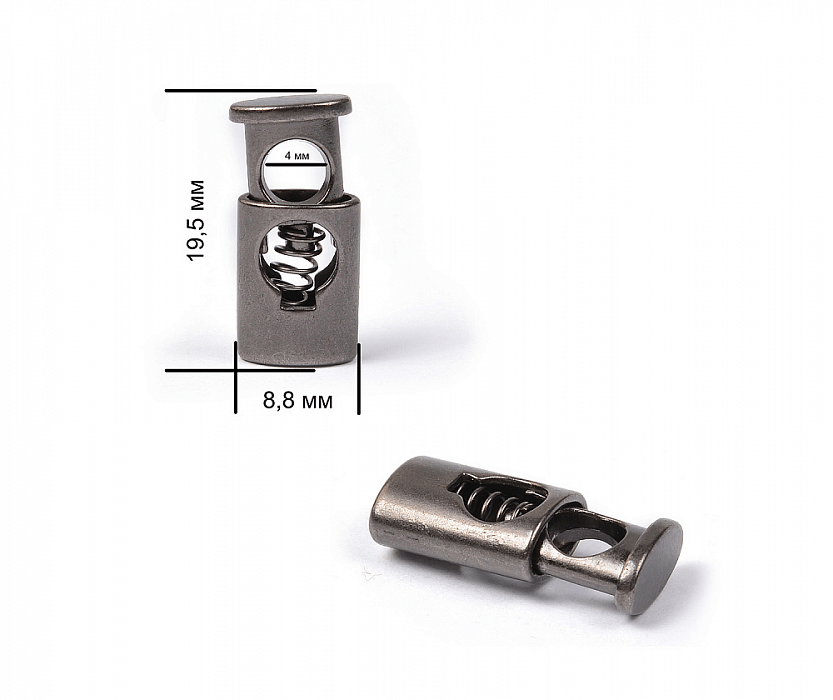 Фиксатор для шнура металл 19.5 х 8.86 мм матовый ч.никель
