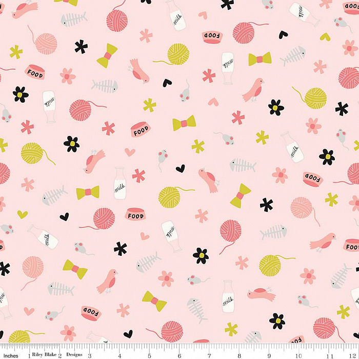 Ткань хлопок пэчворк розовый, животные, Riley Blake (арт. C6561-PINK)