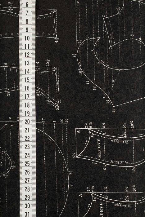 Ткань хлопок пэчворк черный, необычные рукоделие, ALFA (арт. AL-7231)