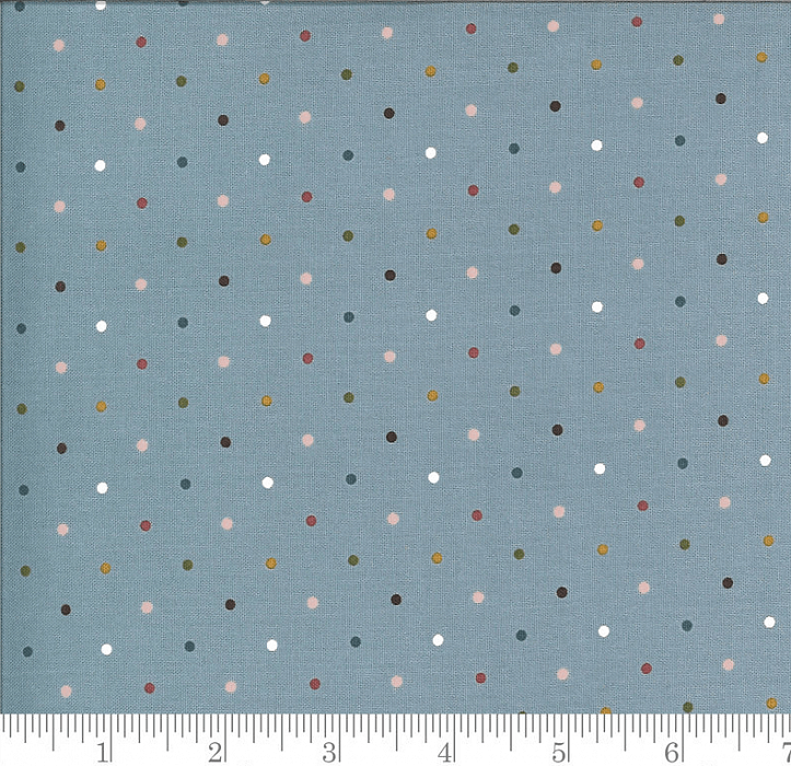 Ткань хлопок пэчворк голубой, горох и точки, Moda (арт. 5124-17)