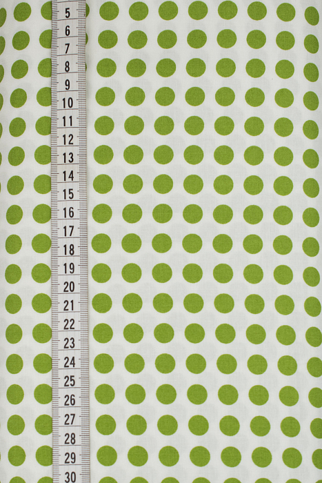 Ткань хлопок пэчворк зеленый белый, геометрия горох и точки, ALFA (арт. 232120)