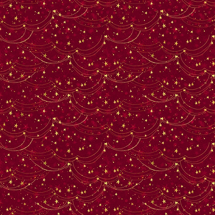 Ткань хлопок пэчворк красный, звезды новый год, Benartex (арт. 13120-19)