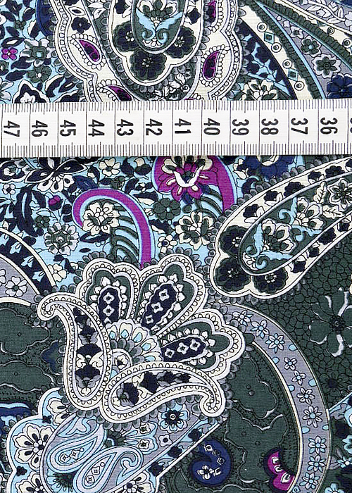 Ткань хлопок плательные ткани фиолетовый белый травяной разноцветные, цветы пейсли, ALFA C (арт. 128588)