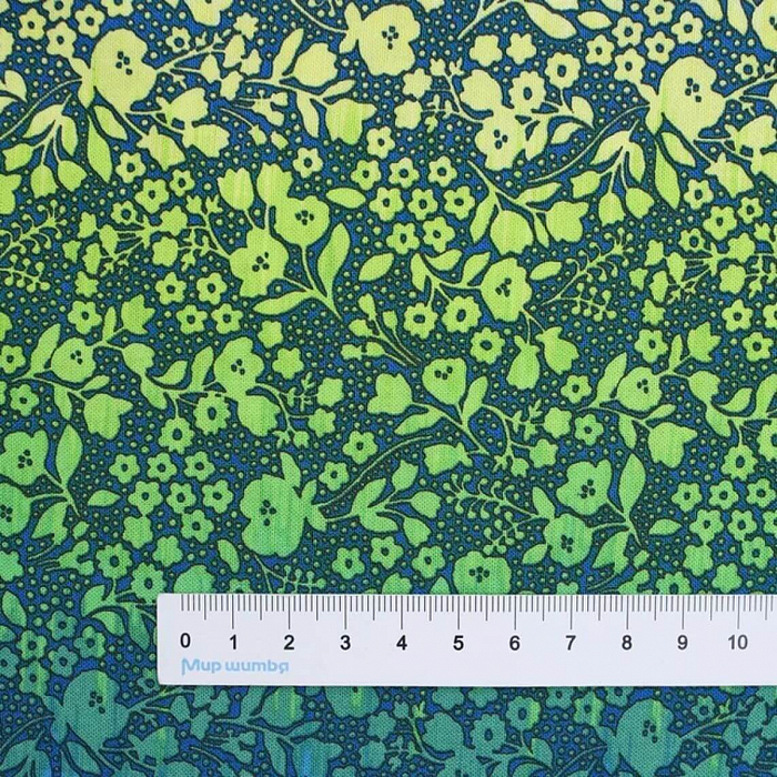 Ткань хлопок пэчворк синий, цветы фактура, Studio E (арт. 6939-76)