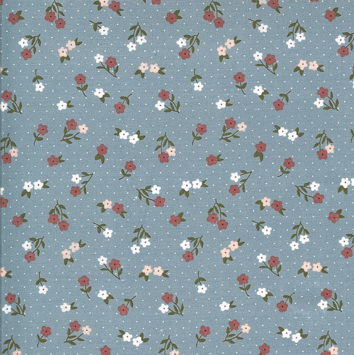 Ткань хлопок пэчворк голубой, мелкий цветочек цветы, Moda (арт. 5123-17)