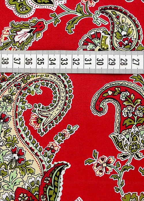 Ткань хлопок плательные ткани красный бежевый, пейсли, ALFA C (арт. 128605)