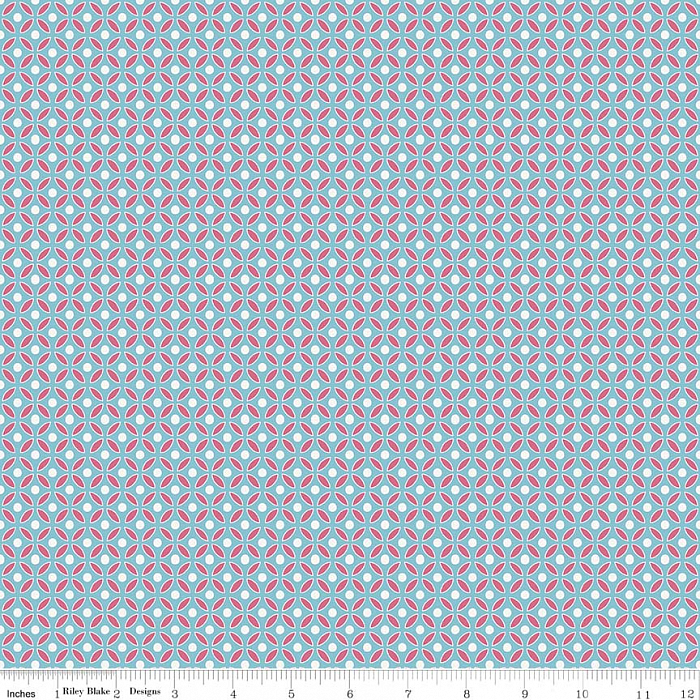 Ткань хлопок пэчворк розовый голубой, мелкий цветочек, Riley Blake (арт. C5375-BLUE)
