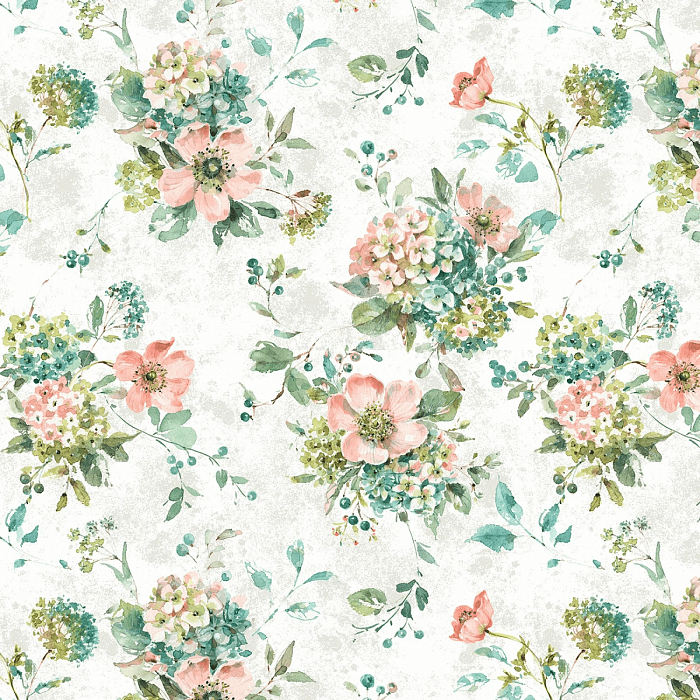 Ткань хлопок пэчворк белый, цветы, Wilmington Prints (арт. 3041-17766-134)