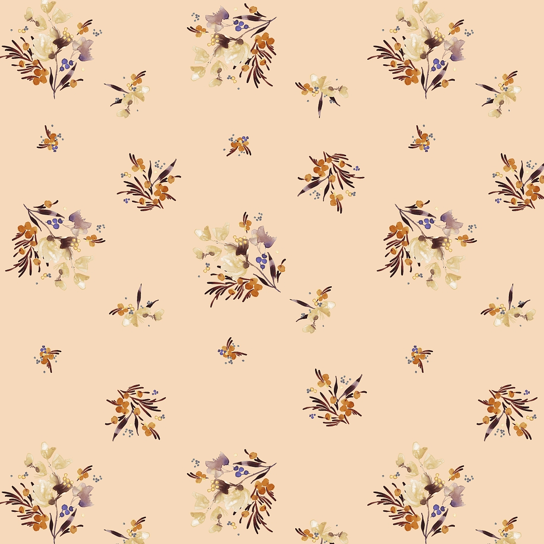 Ткань хлопок для пэчворка оранжевый, цветы, Windham Fabrics (арт. 50346-6)