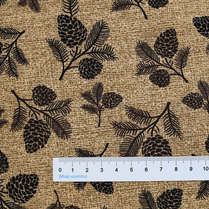 Ткань хлопок пэчворк коричневый, новый год флора, Benartex (арт. 1605070B)